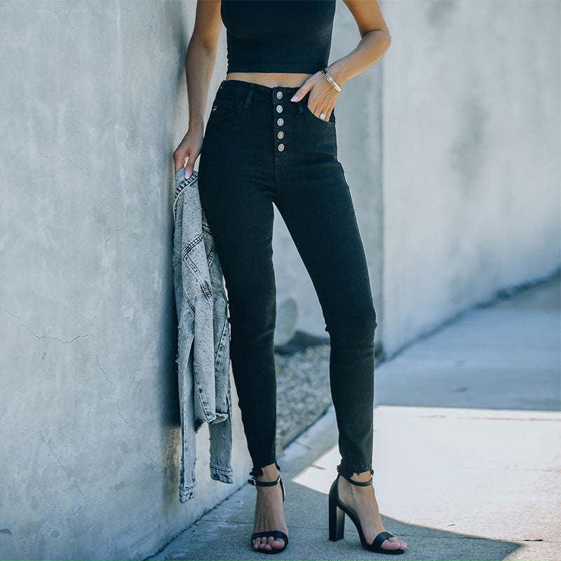 Solid Color Stretch Jeans