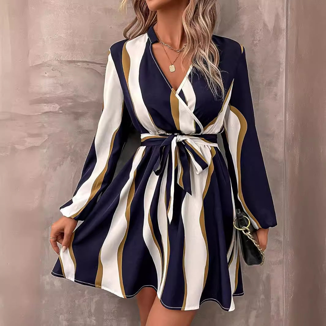 Printed V-neck Dress