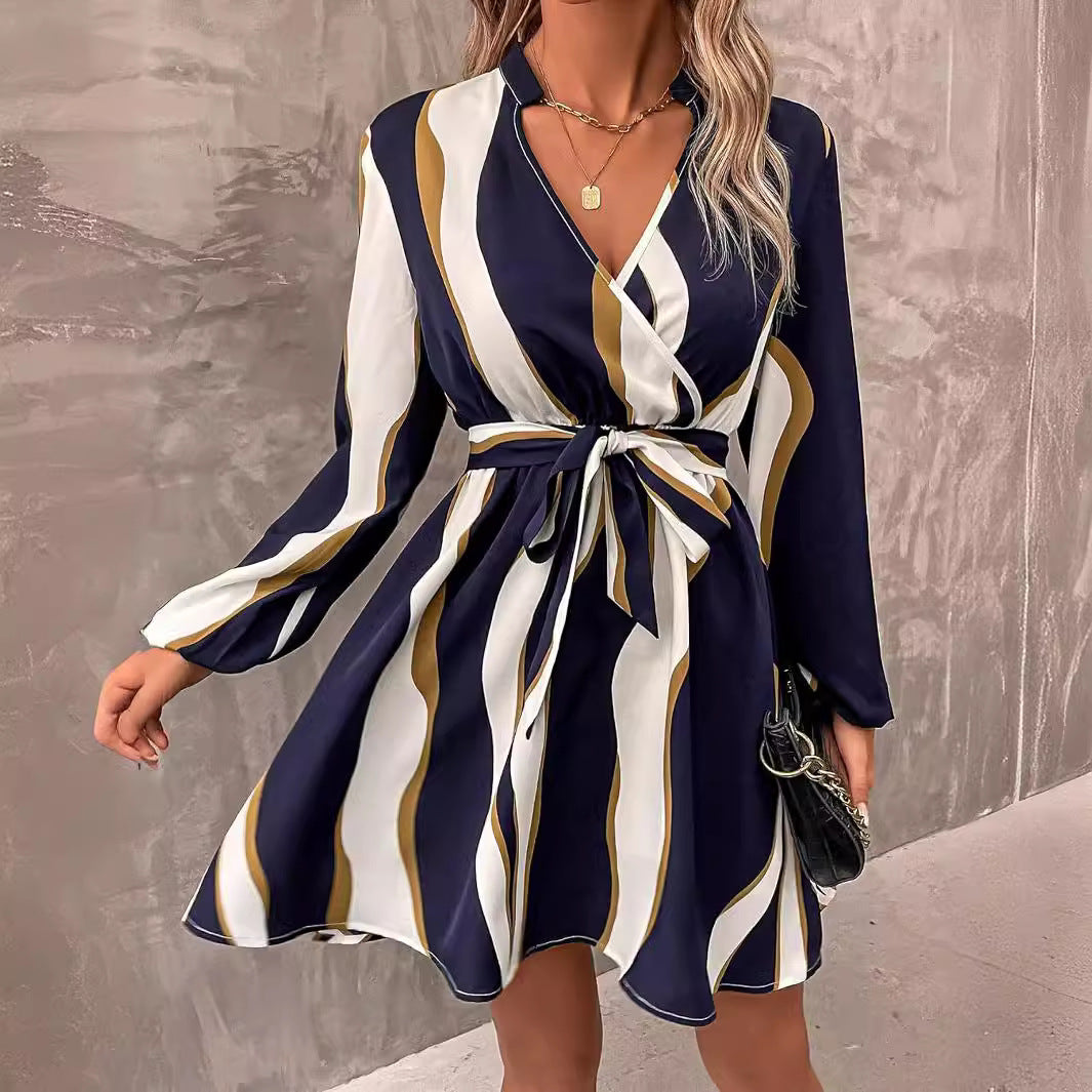 Printed V-neck Dress