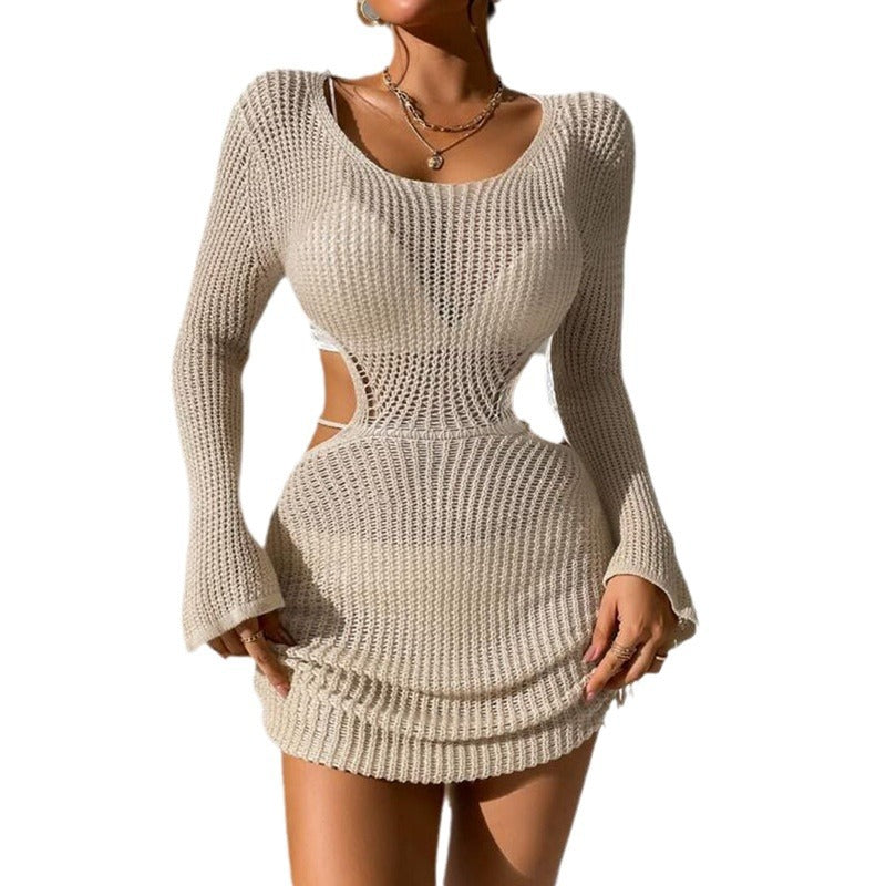 Knitted Hollow Drawstring Dress
