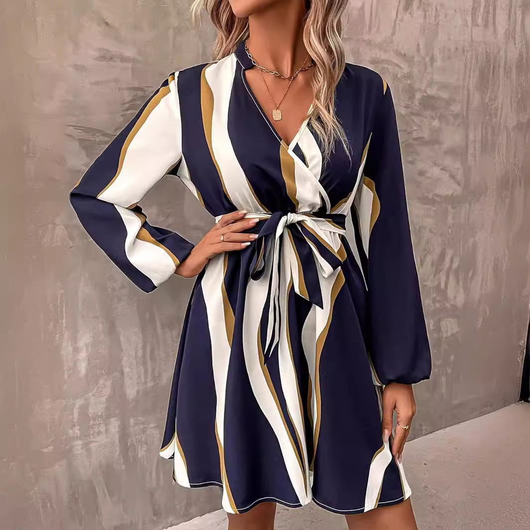 Printed V-neck Dress