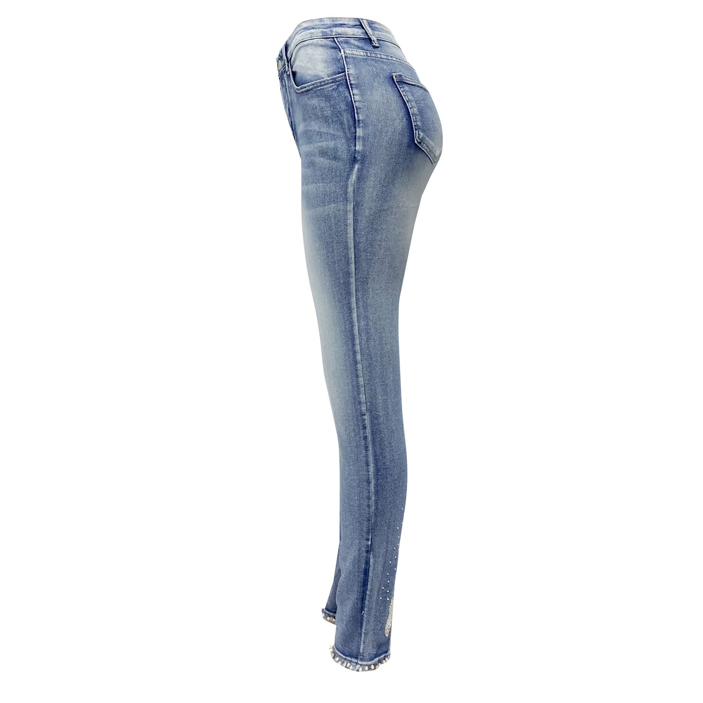 High Waist Beaded Butterfly Jeans