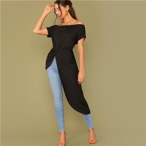 Off Shoulder Asymmetrical Bardot Top