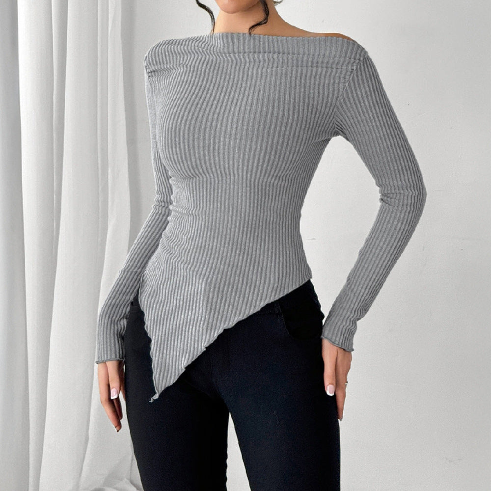 Off-Shoulder Knit Casual Top