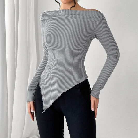 Off-Shoulder Knit Casual Top