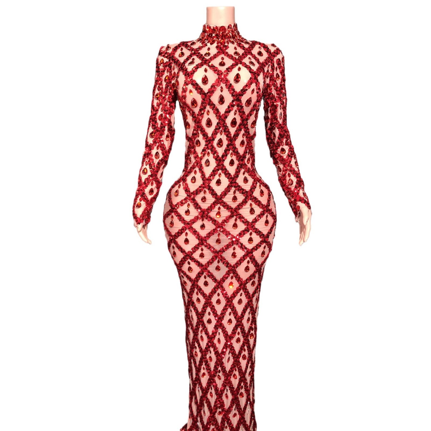 Elegant Rhinestone Evening Gown
