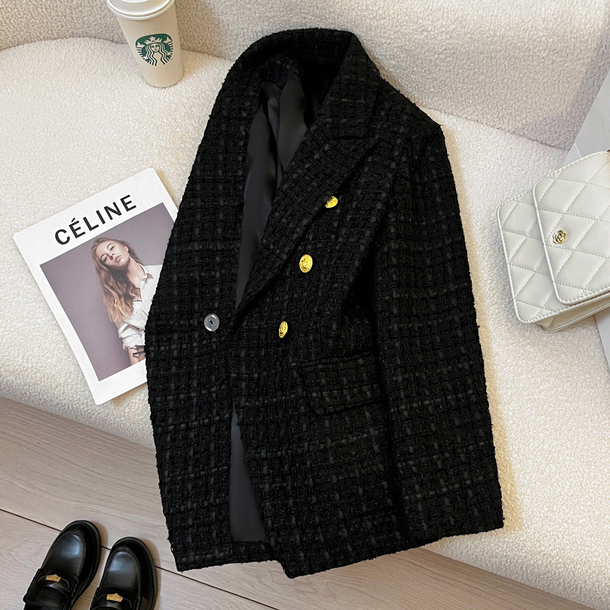 Black Tweed Suit Blazer