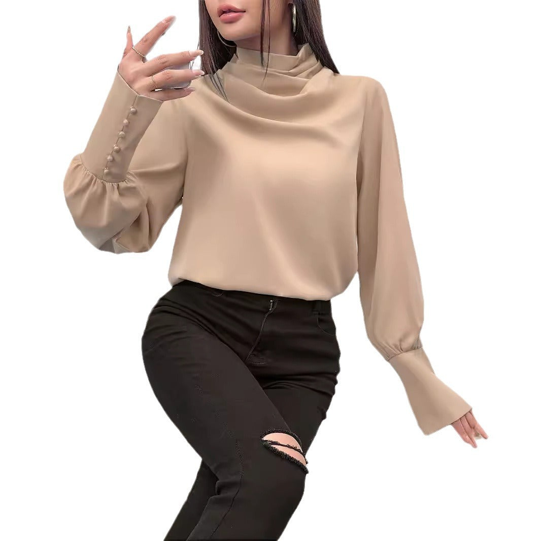 Personality Mock Neck Blouse