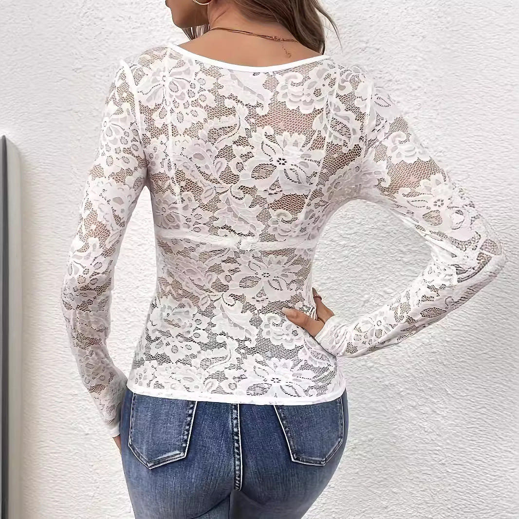 Elegant V-neck Lace Top