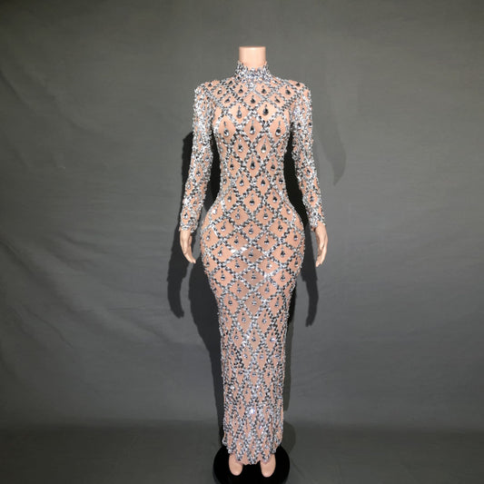 Elegant Rhinestone Evening Gown