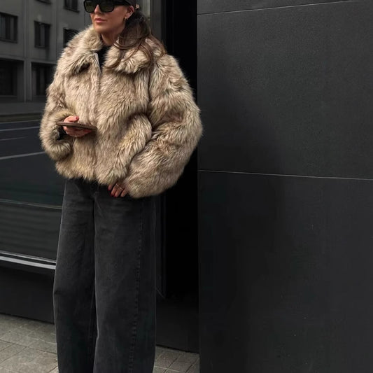 Faux Fur Zipper Jacket
