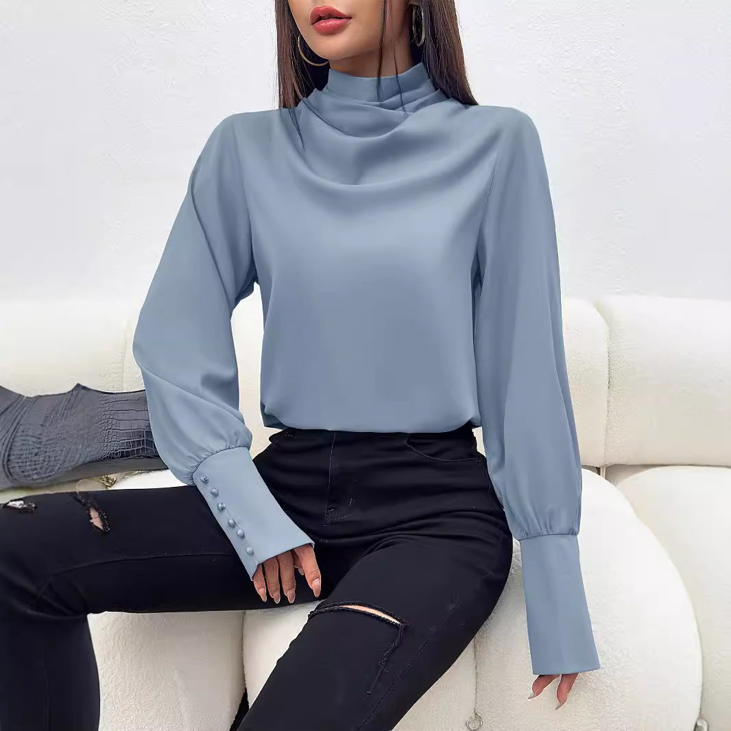Personality Mock Neck Blouse