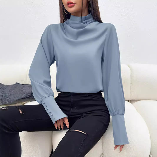 Personality Mock Neck Blouse
