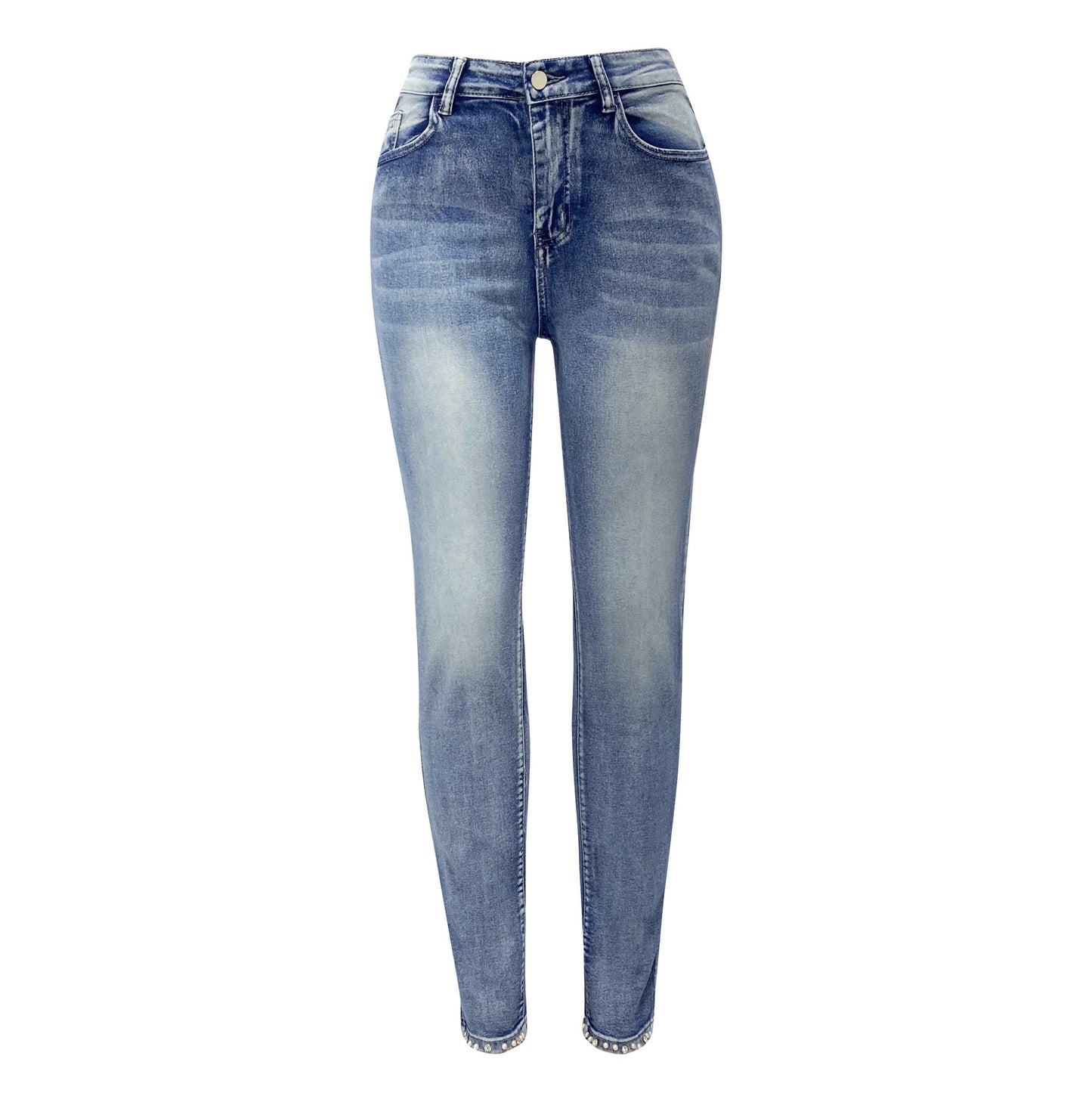 High Waist Beaded Butterfly Jeans
