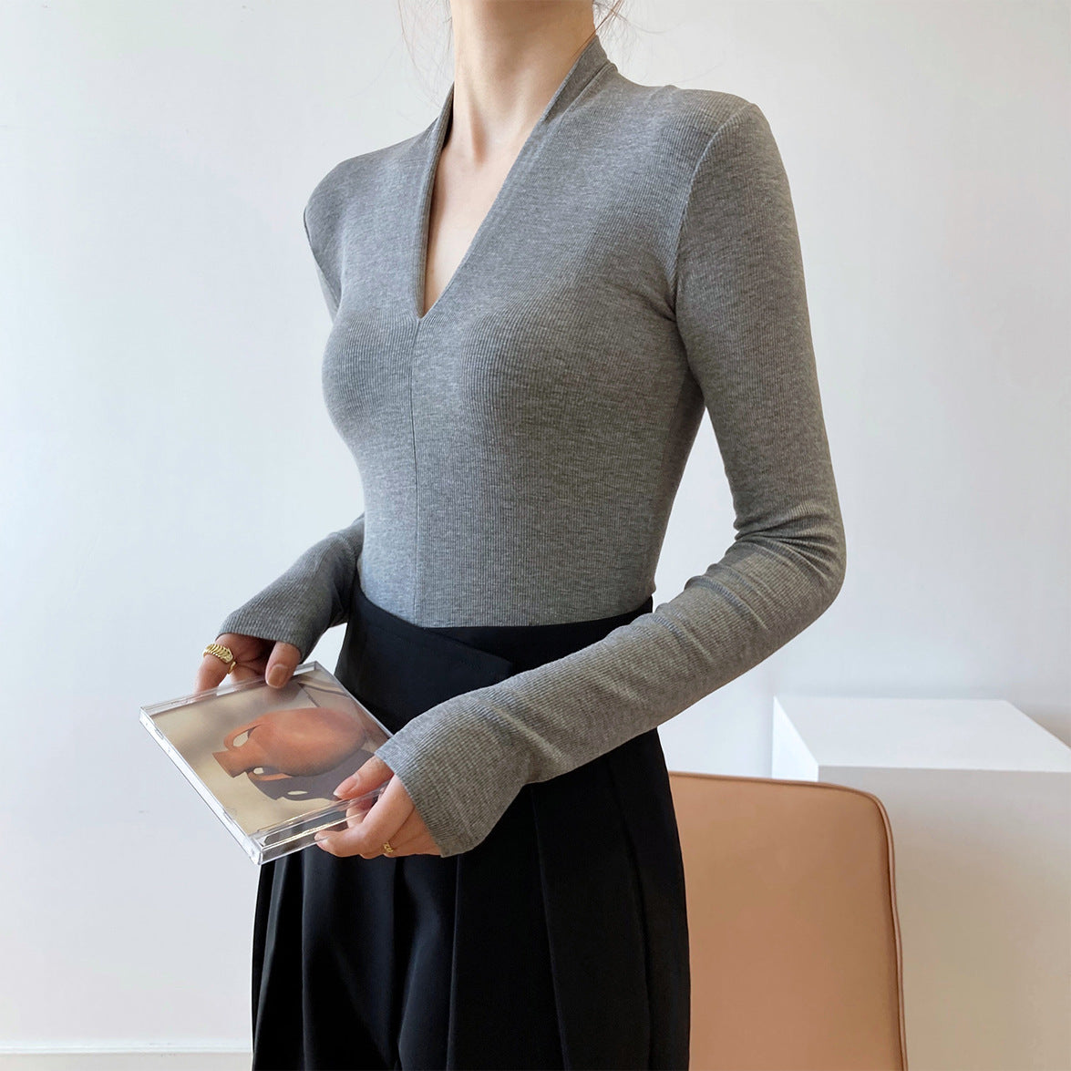 V-neck Long Sleeve Top
