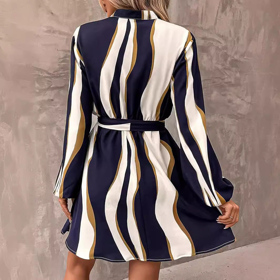 Printed V-neck Dress