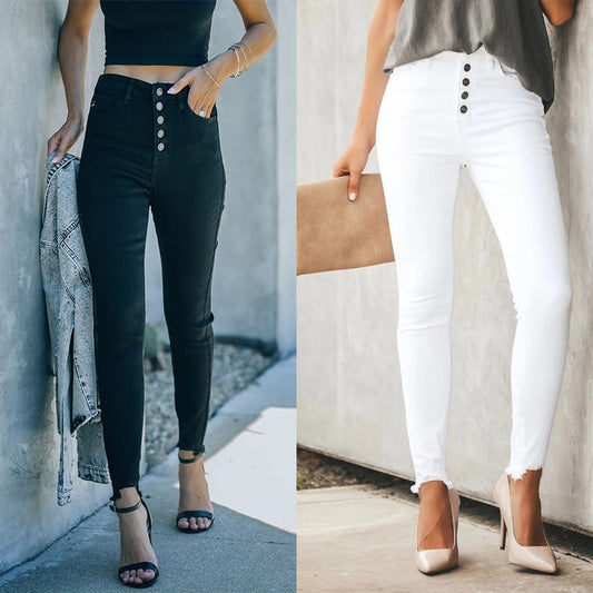 Solid Color Stretch Jeans