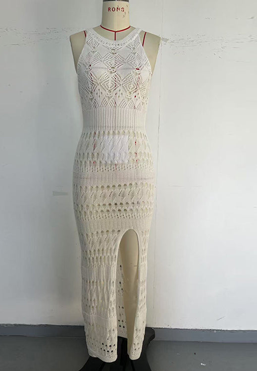 Side High Slit Hollow Boho Dress