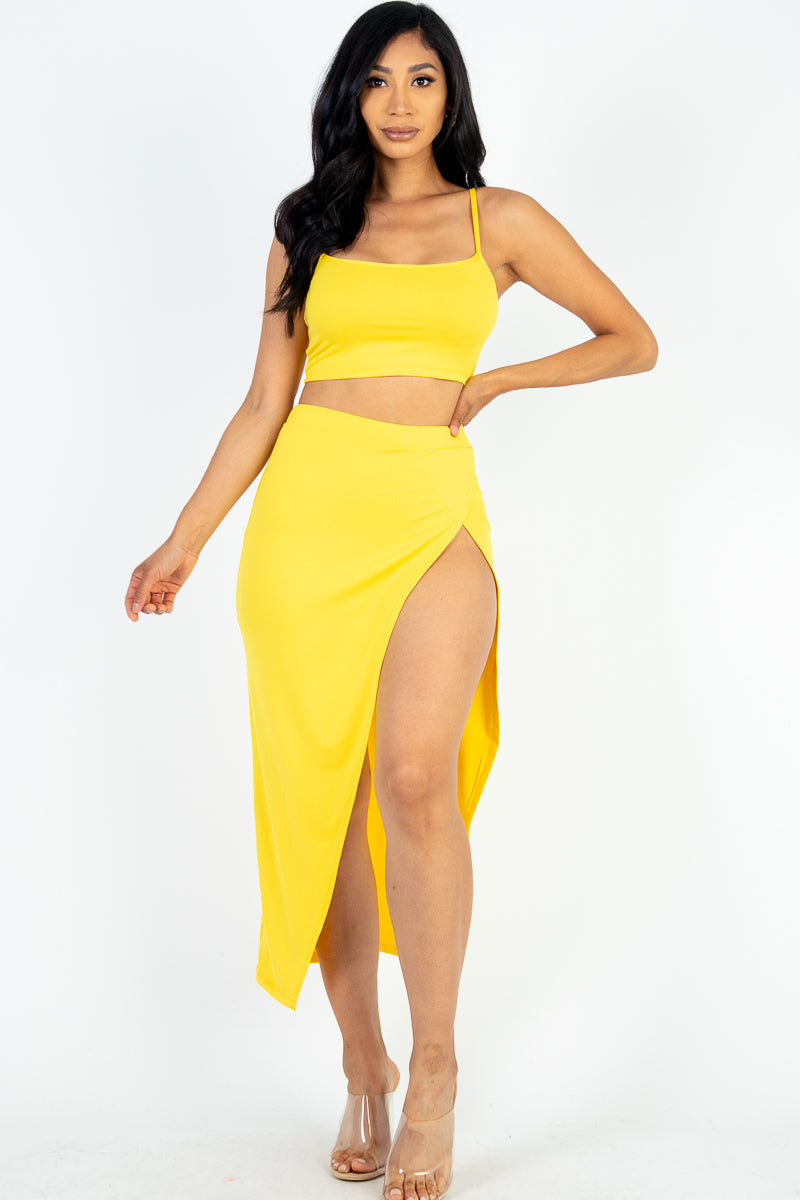 Crop Cami & Split Thigh Maxi Skirt Set