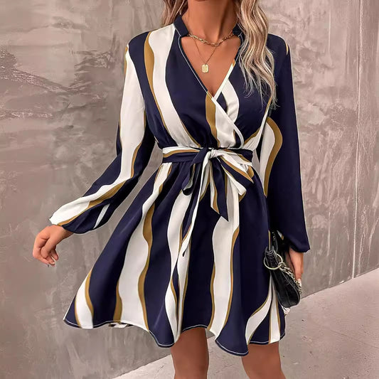 Printed V-neck Dress
