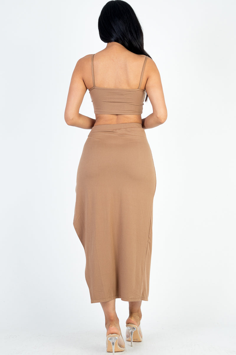 Crop Cami & Split Thigh Maxi Skirt Set