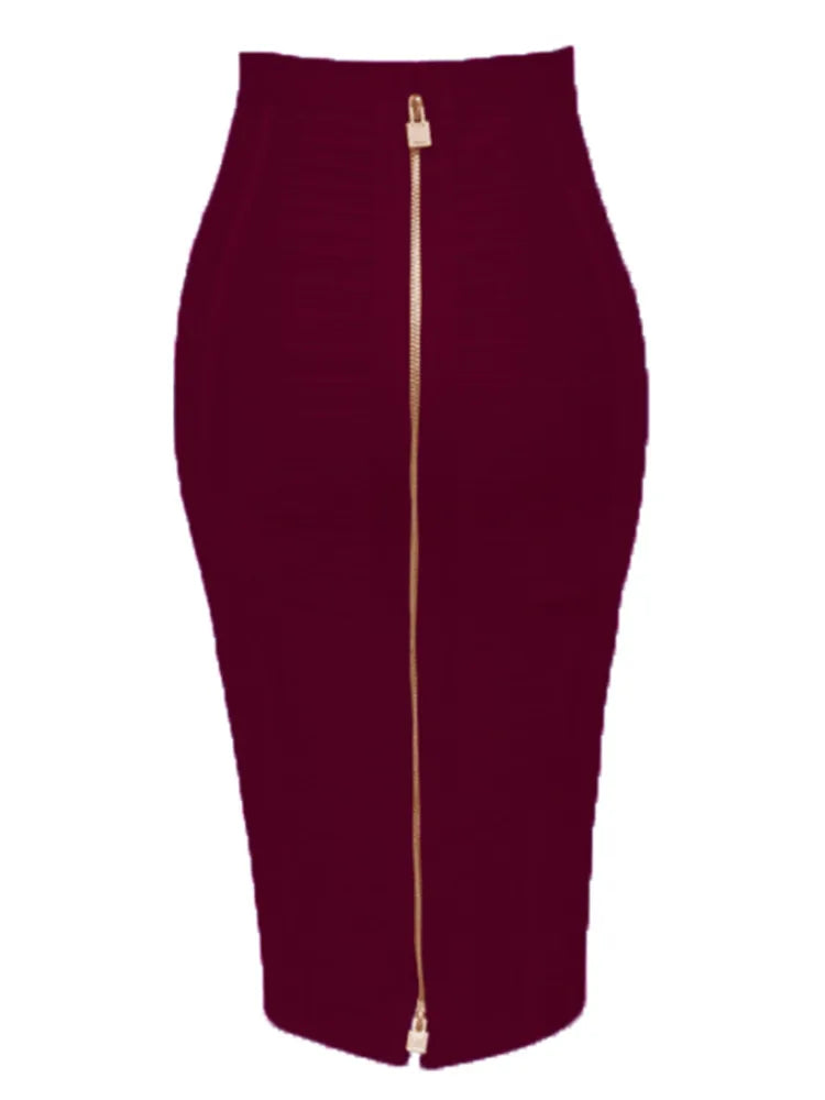 Zipper Bandage Pencil Skirt